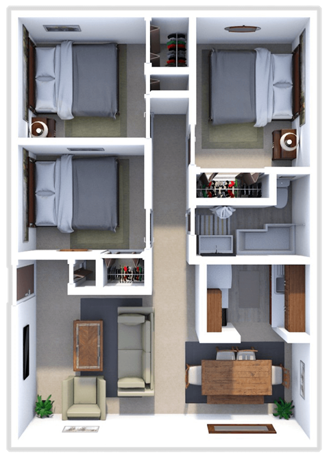 3 bed 1 bath floor plan at ranchview gardens