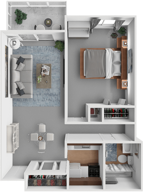 Ridge Oaks Oak Floor Plan, One bedroom