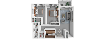 Ridge Oaks Evergreen Floor Plan, Two bedroom