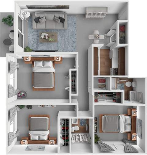 Ridge Oaks Woodland Floor Plan, Three bedroom