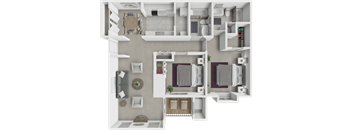 2 bed 2 bath Chestnut Oak floor plan at River Oaks
