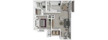 1 bed 1 bath Pin Oak floor plan at River Oaks