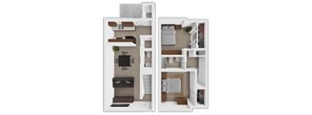 a rendering of a 3d floor plan of a house
