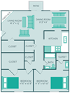 two bedroom one bath floor plan