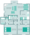 two bedroom two bathroom floor plan