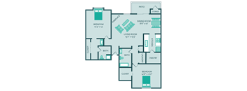 floor plan of two bedroom apartment
