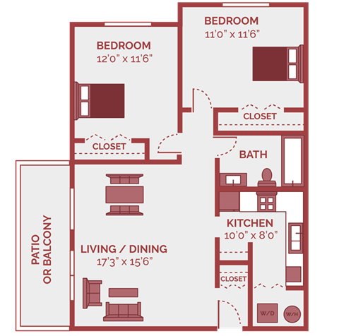 two bedroom apt floor plan