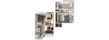 2 bedroom townhome floor plan