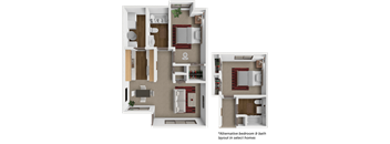 A floor plan of a 1 bedroom 1 bathroom home at springcreek in wichita, ks