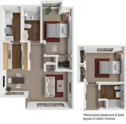 A floor plan of a 1 bedroom 1 bathroom home at springcreek in wichita, ks