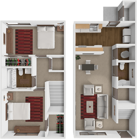 Floor Plan of a 2 bedroom townhome in Wichita, KS