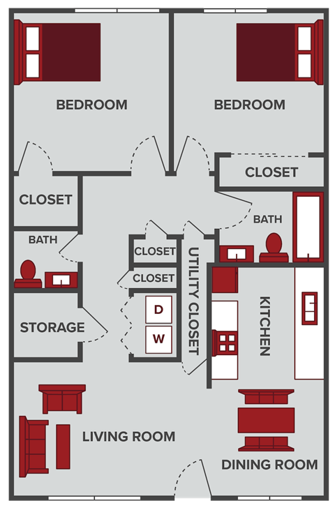 2 bed one and a half bathroom at springcreek apartments
