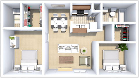 2 bedroom, 2 bath Palmetto floor plan at Saddlecreek Apartments