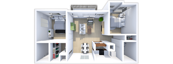 2 bedroom, 2 bath Sycamore floor plan at Saddlecreek Apartments