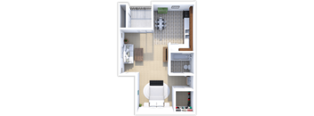 Studio Aspen floor plan at Saddlecreek Apartments
