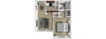 A floor plan of a house with a living room, kitchen, and bathroom.