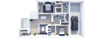 two bedroom two bathroom floor plan with attached garage at shoreline landing