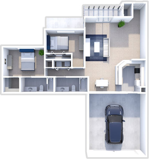 two bedroom two bathroom floorplan at shoreline landing