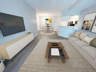 connected living and dining area at shoreline landing apartments