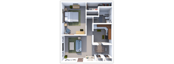 1 bed 1 bath floor plan at sandpiper cove apartments in Sandusky, OH