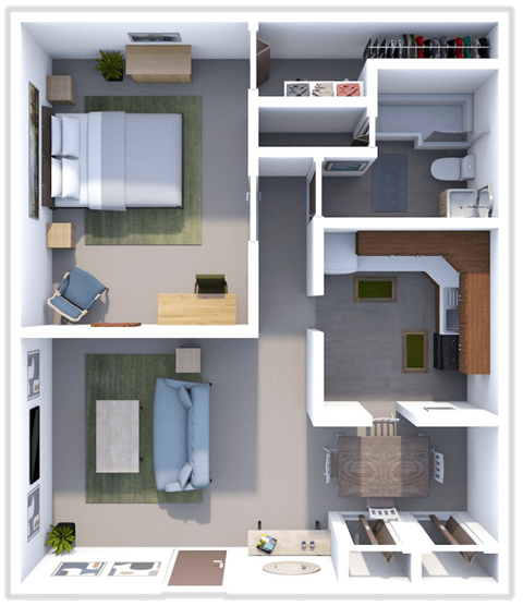 1 bed 1 bath floor plan at sandpiper cove apartments in Sandusky, OH