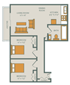 2 bed 1 bath floor plan at sandpiper cove