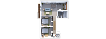 2 bed 1 bath floor plan at sandpiper cove apartments in Sandusky, OH