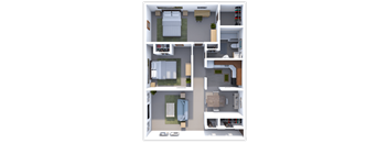 2 bed 1 bath floor plan at sandpiper cove apartments in Sandusky, OH