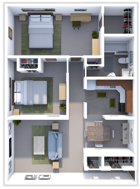 2 bed 1 bath floor plan at sandpiper cove apartments in Sandusky, OH