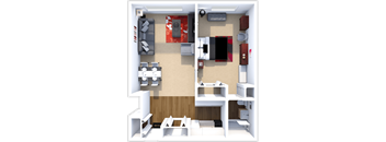 one bedroom floor plan at shores of roosevelt park apartments
