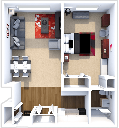 one bedroom floor plan at shores of roosevelt park apartments