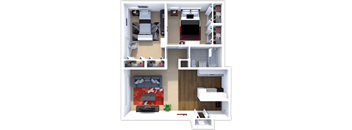 two bedroom floor plan at shores of roosevelt park apartments
