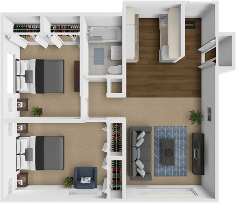 two bedroom floor plan at shores of roosevelt