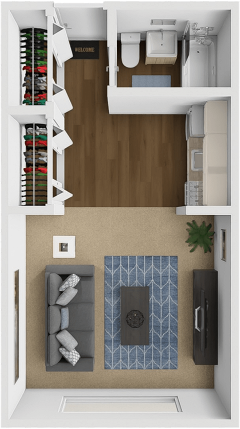studio floor plan at shores of roosevelt