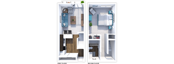 1 bedroom, 1 bath floor plan at San Rafael Townhomes