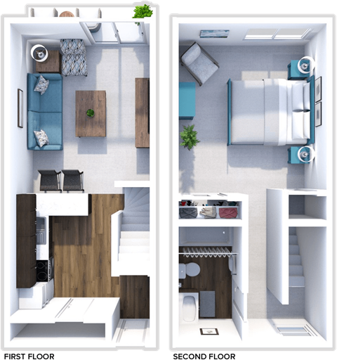 1 bedroom, 1 bath floor plan at San Rafael Townhomes