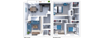 3 bedroom, 1-1/2 bath floor plan at San Rafael Townhomes