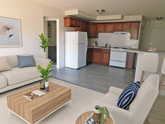 connected living and dining area at sterling square apartments