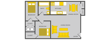a floor plan of a 1 bedroom apartment