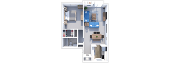 1 bedroom, 1 bath, Aspen floor plan at Retreat at Seven Trails