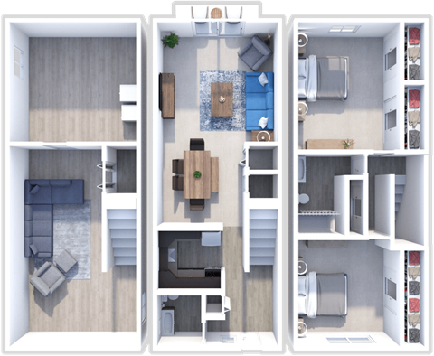 2 bedroom, 1 and a half bath, Tahoe floor plan at Retreat at Seven Trails