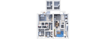 2 bedroom, 2 and a half bath, Alpine Plus floor plan at Retreat at Seven Trails
