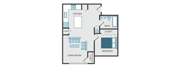 a floor plan of a house with a bedroom closet and a living room and kitchen