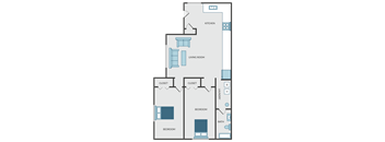 a floor plan of a house with a bedroom and a living room