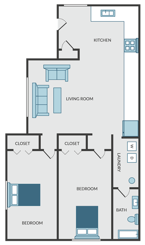 a floor plan of a house with a bedroom and a living room