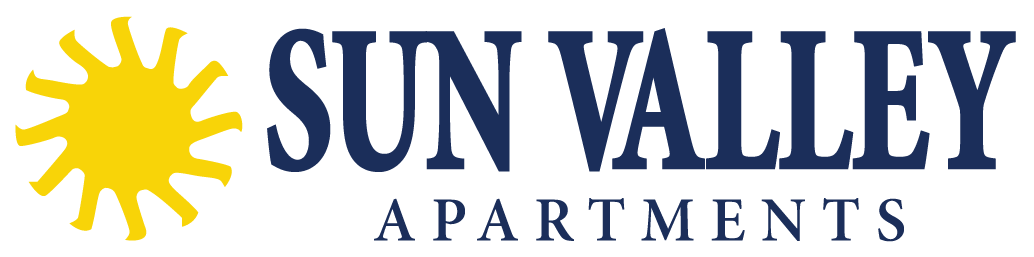 the logo for sun valley apartments with the word