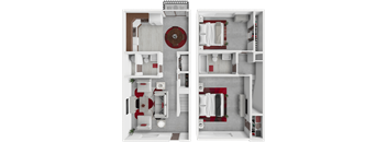 a floor plan of a house with bedrooms and a living room