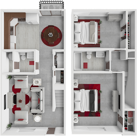 a floor plan of a house with bedrooms and a living room