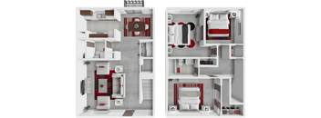 a floor plan of a house with bedrooms and a living room