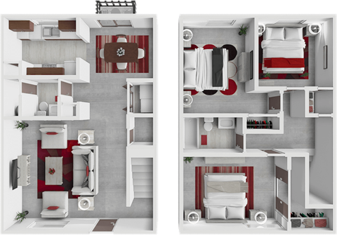 a floor plan of a house with bedrooms and a living room